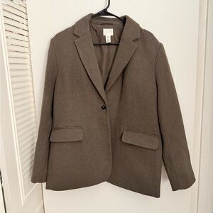 H&M Single-Button Brown Wool-Blend Blazer